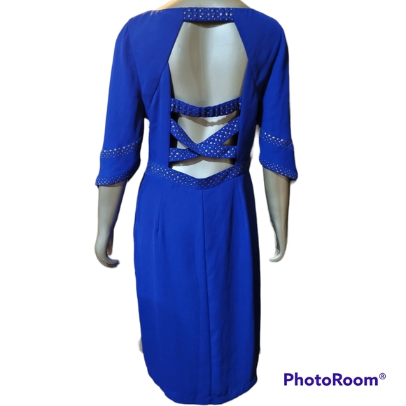 Bcbg Lexy blue strappy back dress sz large - Picture 2 of 8